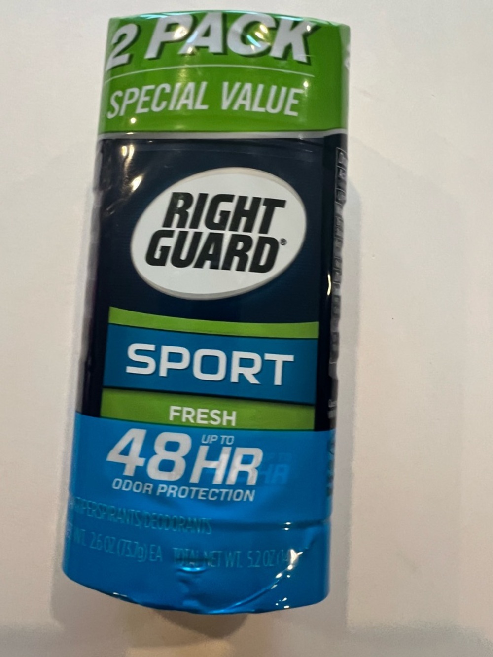 2 PACK Right Guard Sport Deodorant Invisible Solid, Fresh Scent 2.6 oz each